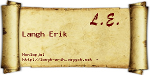 Langh Erik névjegykártya